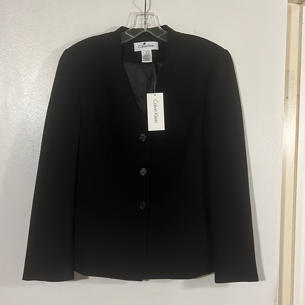 Calvin Klein black collarless jacket NWT